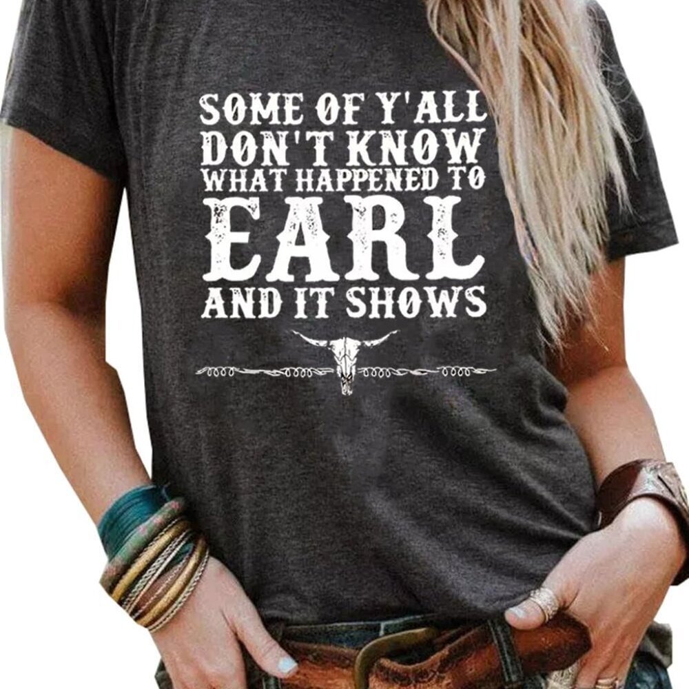Vintage Graphic Tee Retro Western Rodeo Steer Skull Rock Band T-Shirt